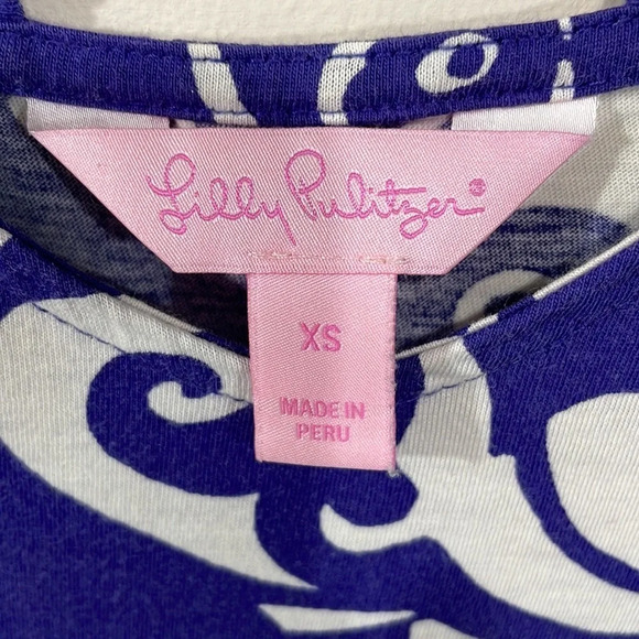 Lilly Pulitzer Pima Cotton T-shirt Dress Purple and White Shell XS - Picture 5 of 16